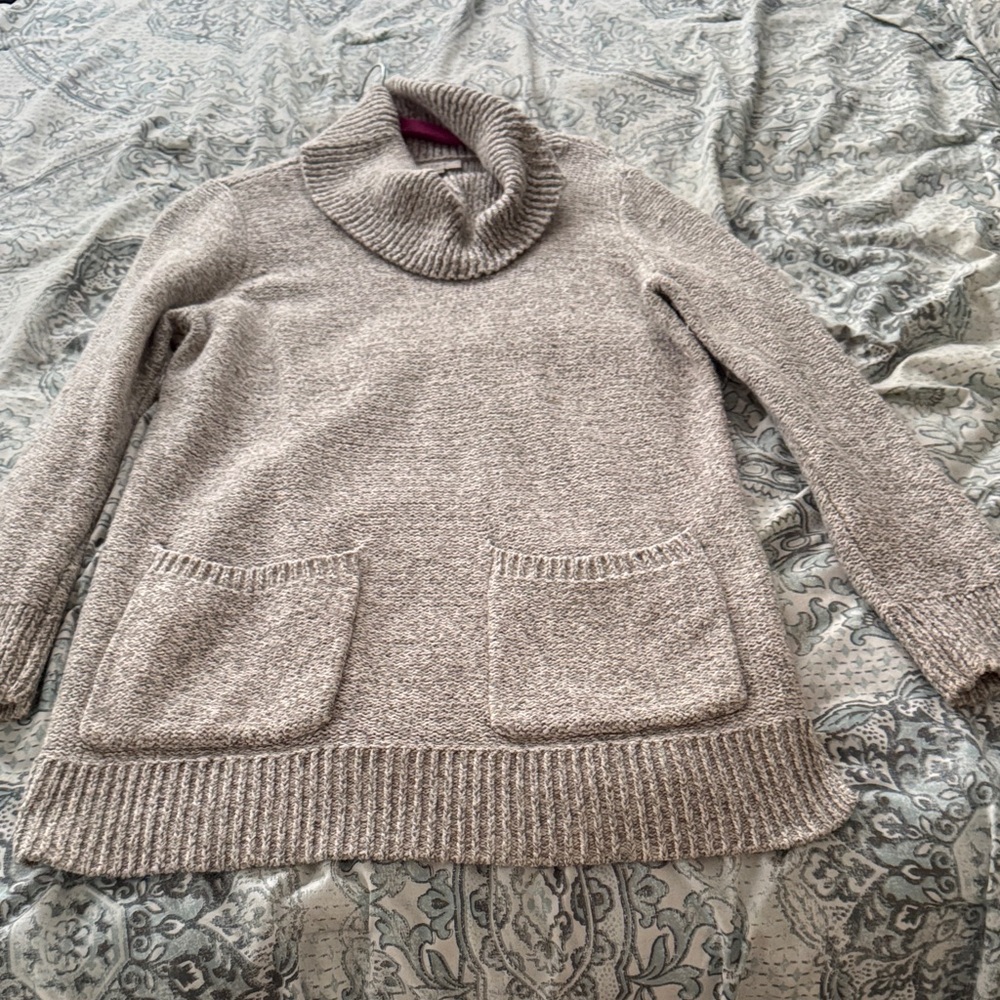 LOFT Heathered Gray Cowl Neck Sweater
